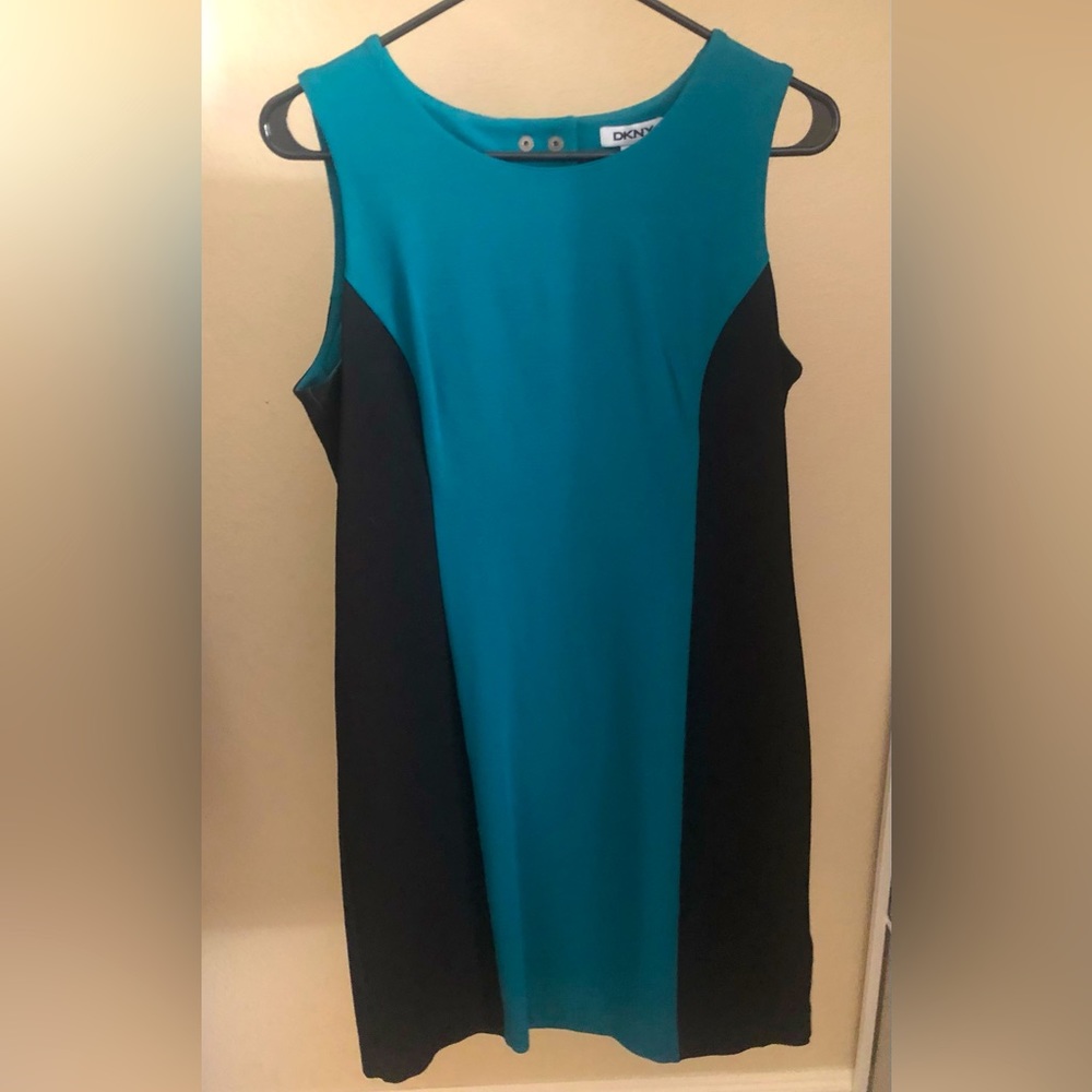 DKNY Turquoise and Black Bodycon Dress